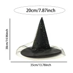 Gothic Black Witch Hat with Mesh and Sequins 4