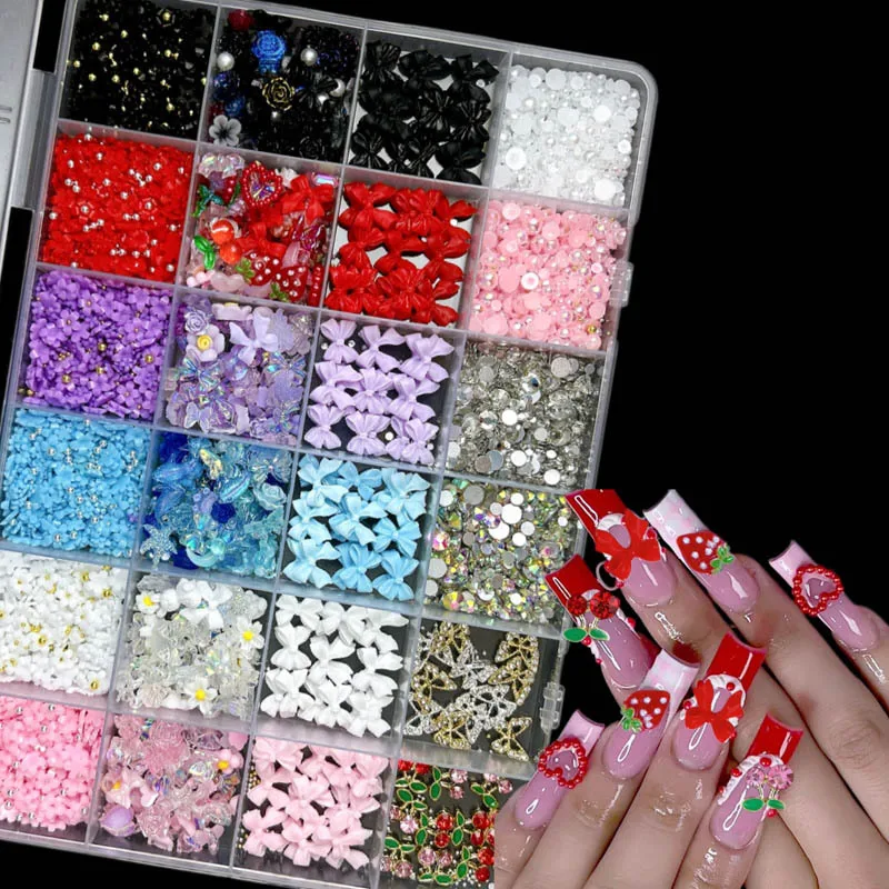 Mixed Nail Art Charms Set - Ribbons Bows Flowers 3 Mixed Nail Art Charms Set - Ribbons Bows Flowers 3