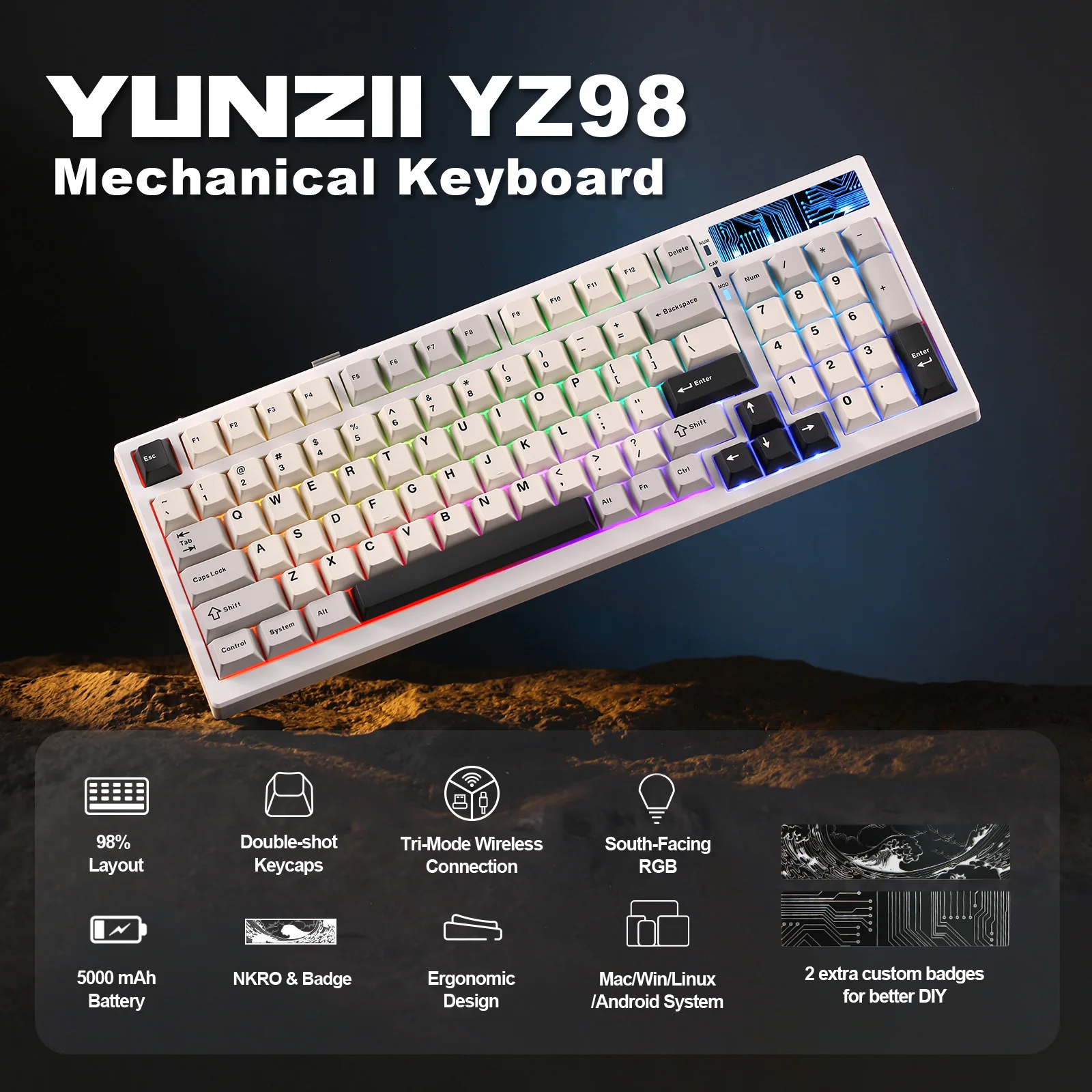 YUNZII YZ98 Wireless RGB Gaming Keyboard 2 YUNZII YZ98 Wireless RGB Gaming Keyboard 2