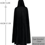 Viking Hooded Cape Medieval Black Cloak 5