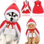 Santa Pet Cloak Warm Plush Hoodie for Small Pets 4