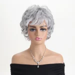 Colored Synthetic Long Straight Wig with Bangs 2