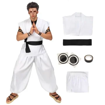 Ryomen Sukuna JJK Mens White Cosplay Costume Set 1
