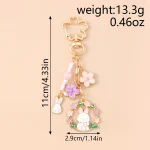 Cute Rabbit Wreath Keychain for Women and Girls 6