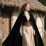 Viking Hooded Cape Medieval Black Cloak 2