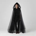 Gothic Hooded Mesh Cape Witch Cloak Unisex 6