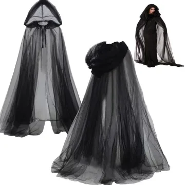 Gothic Hooded Mesh Cape Witch Cloak Unisex 1