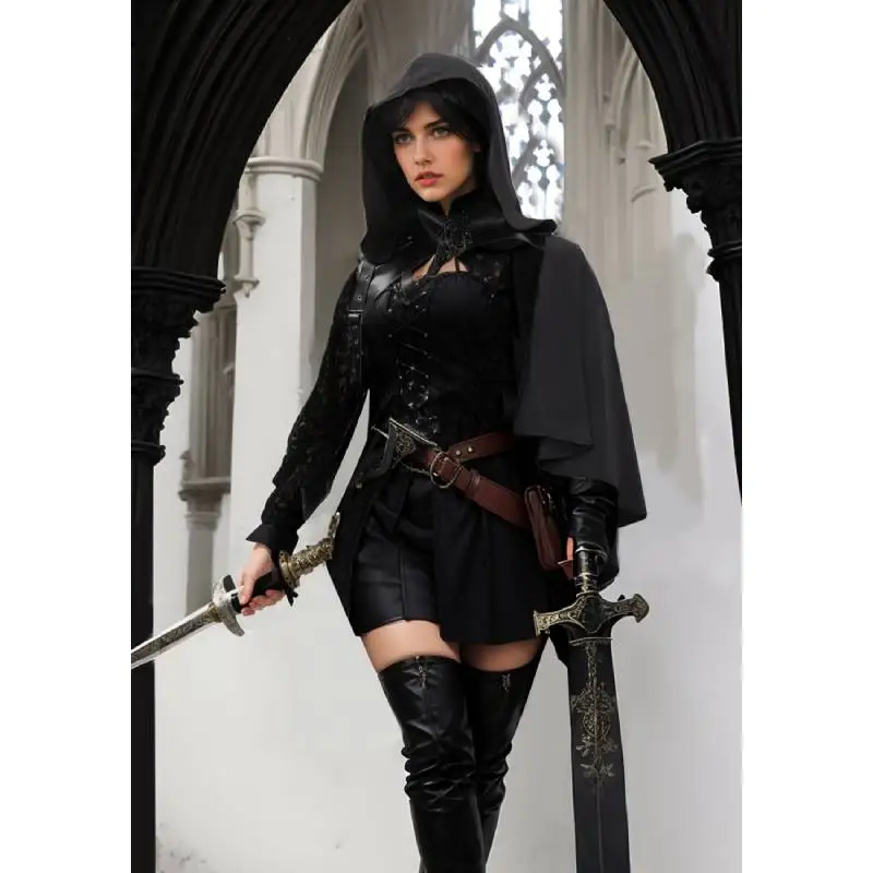 DAZCOS Renaissance Half Shoulder Cape Shawl Gothic 5 DAZCOS Renaissance Half Shoulder Cape Shawl Gothic 5