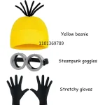 Minions Adult Cosplay Set Yellow Beanie Goggles 1