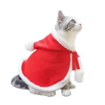 Santa Pet Cloak Warm Plush Hoodie for Small Pets 6