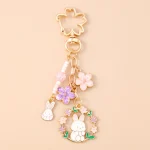 Cute Rabbit Wreath Keychain for Women and Girls 4
