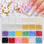 24 Grid 3D Flower Nail Charms Set 1
