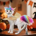 Cat Unicorn Costume with Horns and Rainbow Mane 3