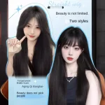 Black Synthetic Long Straight Wig with Bangs 3