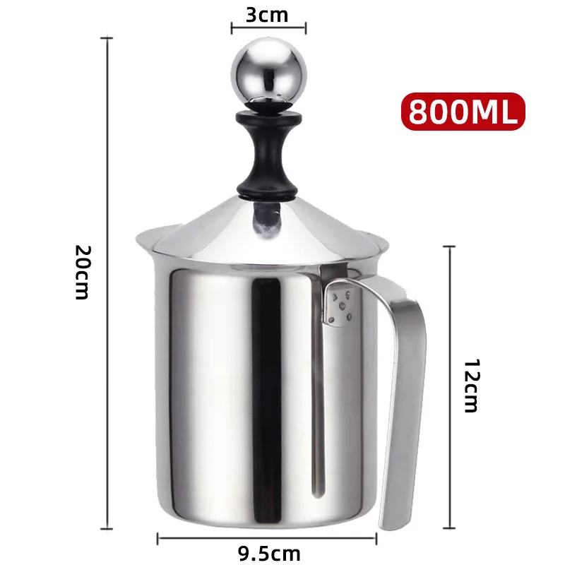 800ml Stainless Steel Milk Frother Double Mesh 6 800ml Stainless Steel Milk Frother Double Mesh 6
