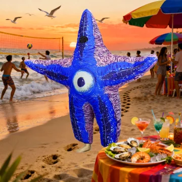 Adult Starfish Inflatable Costume Mascot 2