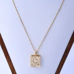 Moon Star Pendant Necklace with Book Charm 1