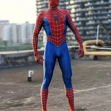 Unisex Blue Web Hero Suit with Removable Mask 1