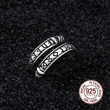 925 Sterling Viking Ouroboros Rune Adjustable Ring 1