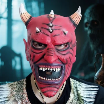 Red Oni Demon Mask with Horns for Cosplay 1