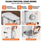 SucceBuy 15 Bar Espresso Machine with Frother 6