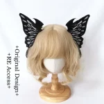Harajuku Gothic Lolita Horns Feather Hair Clip 3