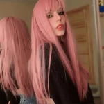 Pink Straight Wig with Air Fringe Heat Resistant 1