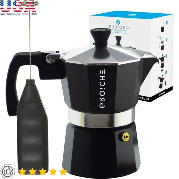 Stovetop Moka Pot Espresso Maker with Milk Frother 1