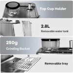 20 Bar Espresso Machine with Grinder/Frother 6
