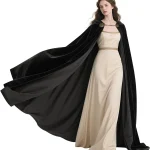 Viking Hooded Cape Medieval Black Cloak 1