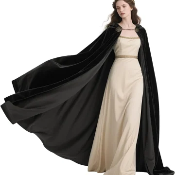 Viking Hooded Cape Medieval Black Cloak 1