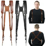 Adjustable Leather Dual Camera Strap 1