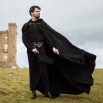 Viking Hooded Cape Medieval Black Cloak 3