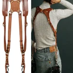 Adjustable Leather Dual Camera Strap 5
