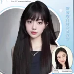 Black Synthetic Long Straight Wig with Bangs 2