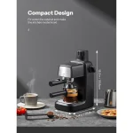 Compact 800W Espresso Machine with Steam Wand 5