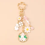 Cute Rabbit Wreath Keychain for Women and Girls 2