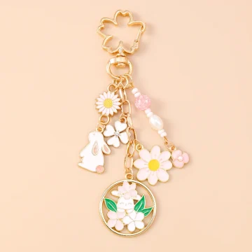 Cute Rabbit Wreath Keychain for Women and Girls 2