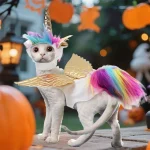 Cat Unicorn Costume with Horns and Rainbow Mane 5