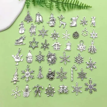 Christmas Charms Set Santa Snowflake Pendants 1
