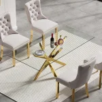 Golden Glass Dining Table 51-inch for 6 Modern 3