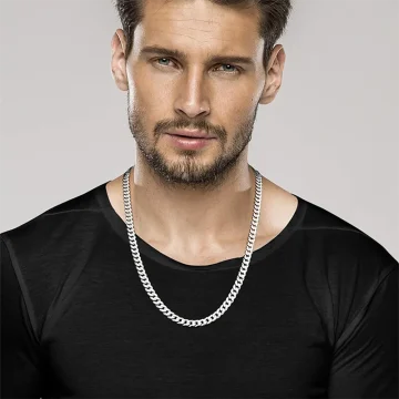 7MM Mens Cuban Link Chain 925 Silver Necklace 1