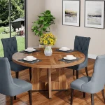 Round Farmhouse Dining Table 47-inch for 4 5