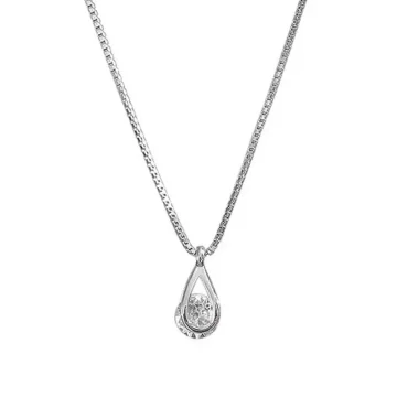 Water Drop Zircon Silver Crystal Necklace 1