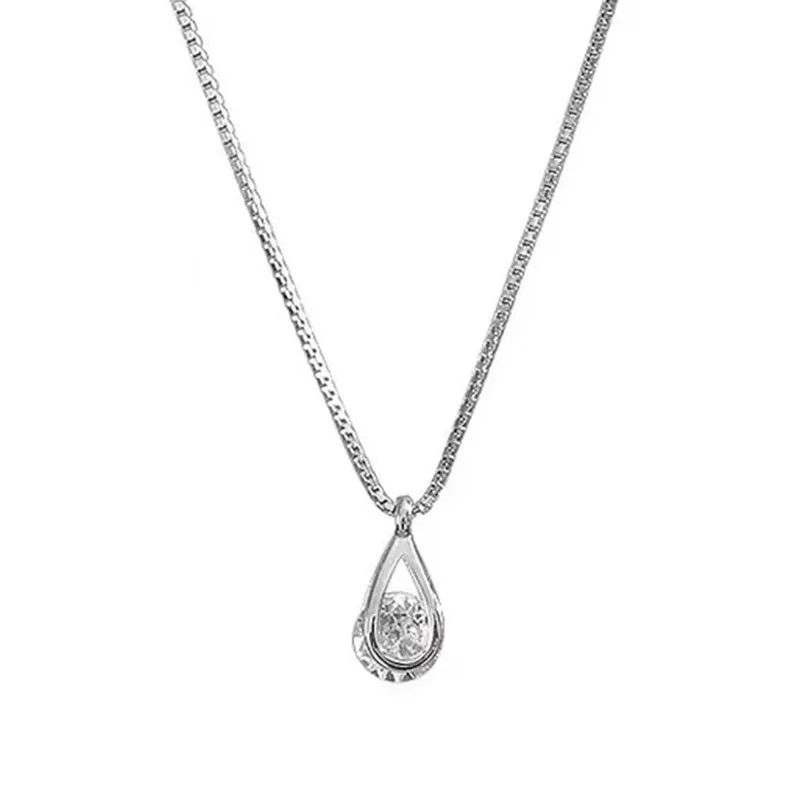 Water Drop Zircon Silver Crystal Necklace 1