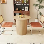 31.5-Inch Round Farmhouse Table Fluted Wood Base 1