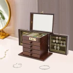 5-Tier Wooden Jewelry Box with Mirror Lock 4