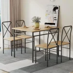 5-Piece Wood and Metal Dining Set with 4 Chairs 2
