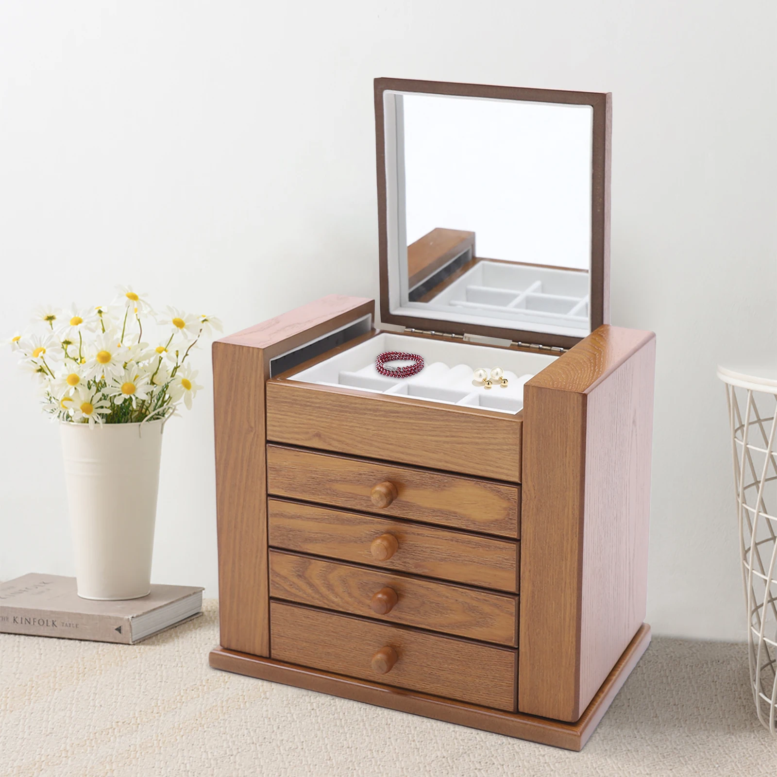 5-Tier Jewelry Box 4 Drawers 6 Hooks Organizer 5 5-Tier Jewelry Box 4 Drawers 6 Hooks Organizer 5