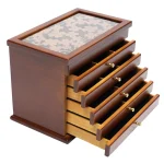 6 Layer Wooden Jewelry Box Ring Velvet Organizer 3